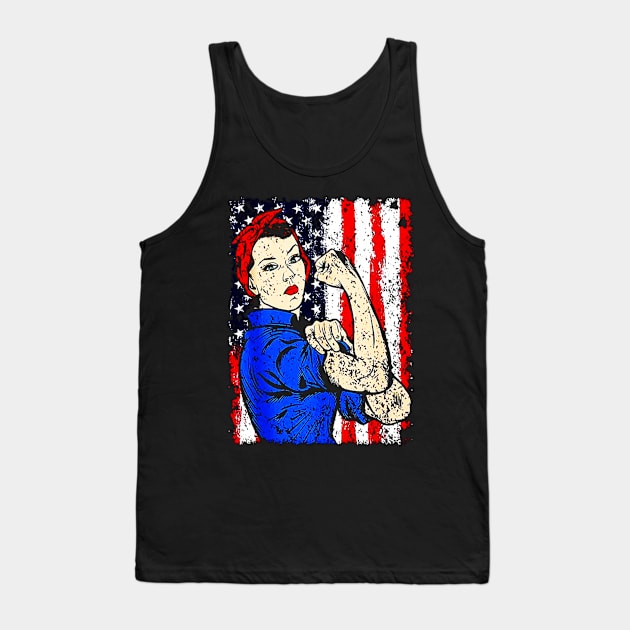 Rosie The Riveter Feminist Patriotic Tank Top by akkadesigns